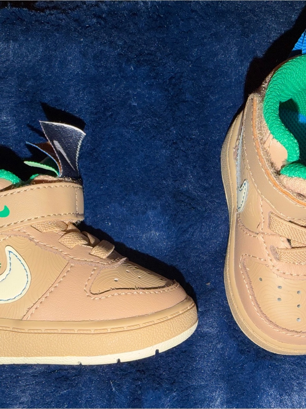 Nike Kids Tan High-Top Sneakers with Green Lining